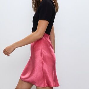 Babaton Pink Mini Satin Skirt